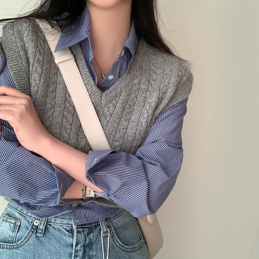 Blue Slim Fit Bottoming Shirt