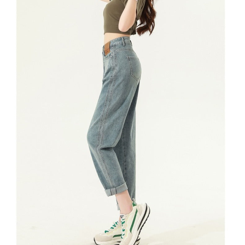 High Waist Straight Harem Jeans Women