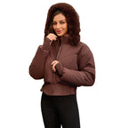 Women's Hooded Large Fur Collar Short Cotton Jacket