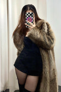 Extended Green Collar Fashion Fox Fur Fur Coat