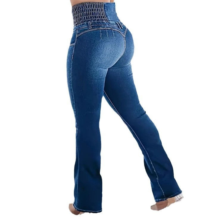 Women's Stretch Button Denim Pants