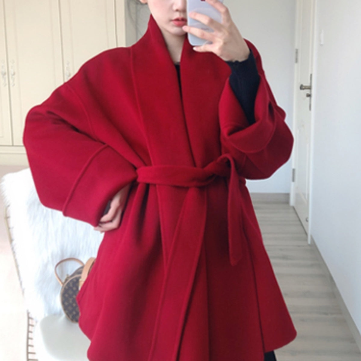 Short Double-faced Woolen Goods Classic Style Woolen Coat