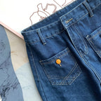 French Retro Blue High Waist Jeans Ladies New