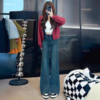 High Waist Slimming And Age-reducing Flared Jeans For Women With A Design Sense Of Loose Elasticity And Fashionable Wide-leg Pants